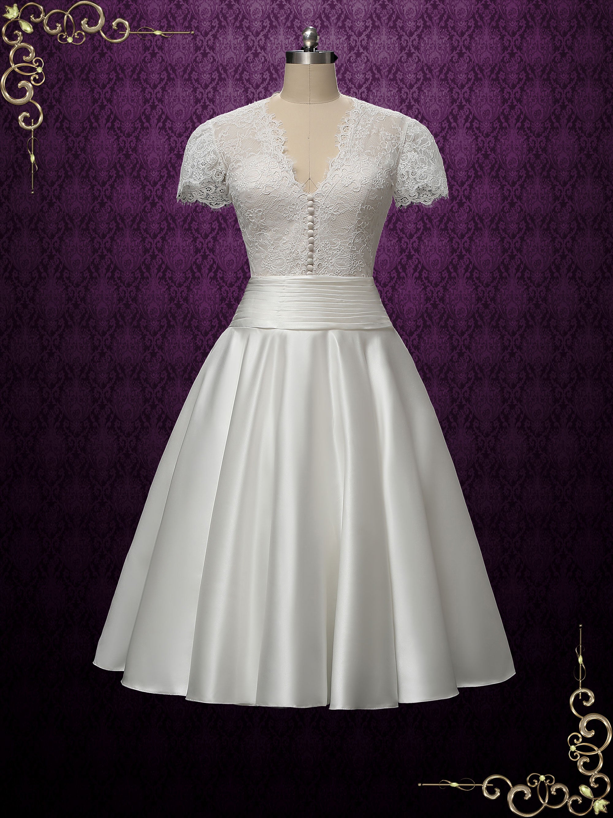 Vintage Style Tea Length Wedding Dress ...